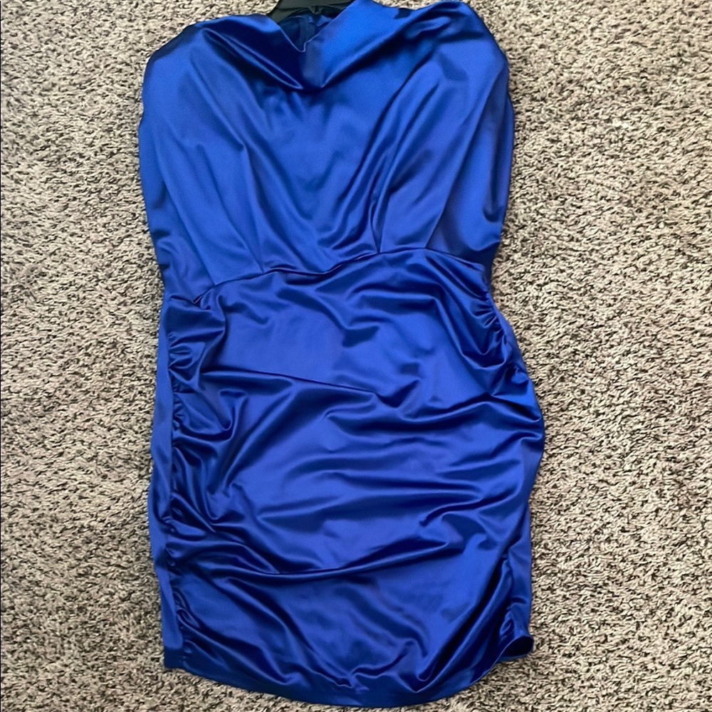 Elegant Blue Satin Dress
